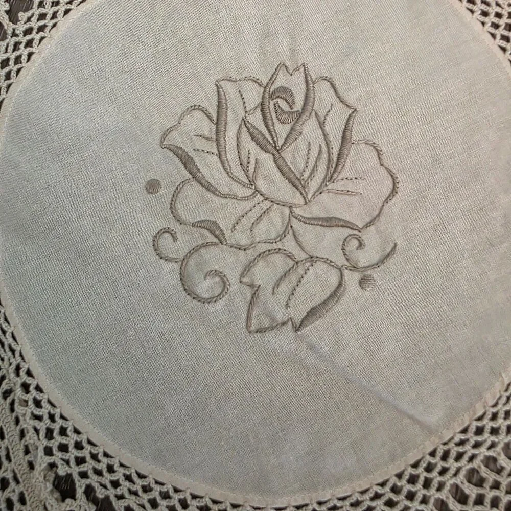 70 Inch round Cotton Crochet Lace Tablecloth Beige Vintage Woven Dining Kitchen